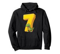 T Rex Number 7 Birthday Dinosaur Kid Party Blue Dino Toddler Pullover Hoodie