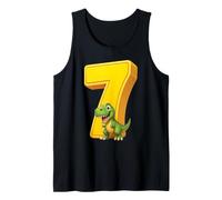 T Rex Number 7 Birthday Dinosaur Kid Party Blue Dino Toddler Tank Top