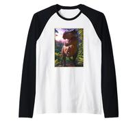 T-rex on the Hunt Dinosaur Raglan Baseball Tee