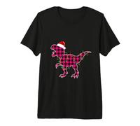 T Rex Pink Plaid Buffalo Dinosaur Christmas Light Women Girl Premium T-Shirt