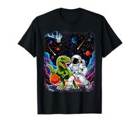 T-Rex Playing Basketball with an Astronaut in Outer Space T-Shirt