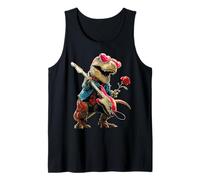 T-rex Playing Guitar Guitarist Dinosaur Valentine’s Day Dino Tank Top