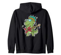T-Rex playing Rock Guitar Zip Hoodie