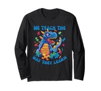 T-rex Puzzle Pieces Teacher Autism Awarness Long Sleeve T-Shirt