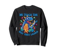 T-rex Puzzle Pieces Teacher Autism Awarness Sweatshirt