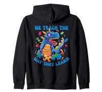 T-rex Puzzle Pieces Teacher Autism Awarness Zip Hoodie