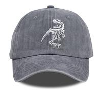 T Rex Skeleton Dinosaur Baseball Cap for Men Women, Vintage Cotton Washed Distressed Dad Hat, Grey, One size