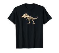 T-Rex Skeleton with Bone. Dinosaur Fossil Art Value Graphic T-Shirt