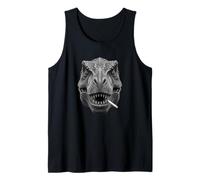 T-Rex Smoking Cigarette Dinosaur Head Monochrome Design Tank Top
