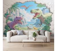 T-Rex Stone Frame Photo Wallpaper 250x175 cm | 3D Cartoon Non-Woven Wall Mural,for Living Room Bedroom Kitchen