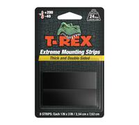 T-REX Tape Extreme Hold Heavy Duty Double Sided Mounting Strips Holds up to 24lbs, 8 Strips each strip is 2.54cm x 7.62cm, Black
