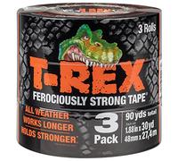 T-Rex Tape Heavy Duty Duct Tape with UV Resistant & Waterproof Backing for Ferociously Strong Repairs, 1.88" x 30 yd, Gunmetal Gray, 3 Rolls
