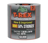 T-Rex Tape Heavy Duty Duct Tape with UV Resistant & Waterproof Backing for Ferociously Strong Repairs, 1.88" x 30 yd, Gunmetal Gray, 3 Rolls