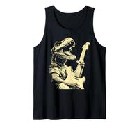 T-rex with Guitar Rocker Guitarist Dinosaur Punk Rock Grunge Tank Top