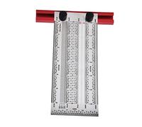 T RULE SCRIBING RULER STAINLESS STEEL PRECISION MEASURING TOOL WITH MARKING HOLES FOR CARPENTRY WOODWORKING AND DESIGN SILVER COLOR (6 Inch)
