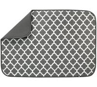 T & S 449301 Extra Large Dish Drying Mat, 100% Polyester, Pewter Gray Trellis