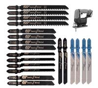 T-Shank Jigsaw Blades Set, 20PCS Jigsaw Blades for Wood & Metal Cutting, Mixed HCS/HSS Jig Saw Blades T Shank Compatible with Bosch, Dewalt, Festool, Ryobi, Makita, 7-Type Assorted for Fast Clean Cuts
