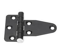 T Shape Gate Hinge, Stainless Steel, Durable Black Cabinet Hinges with 6 Hole Fixation for Electric Generator