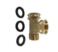 T Shape Pipe Connector 3/4inch Standard Brass Swivels Pipe Fitting for Garden Hose Water Flows Distribution Enduring Swiveling Plumbing Fitting for Outdoor Water Distribution Systems