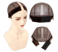 T-shape Wig Caps with Grip Band for Women Non Slip Wig Gripper for Keeping Wigs In Place Adjustable Wig Grip Cap Band Brown Wig Gripper Around Lace Edge With Ear Comfortable Breathable