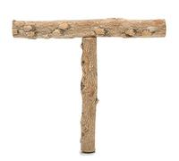 T - Shaped Bird Stand Tabletop Parrot Training and Playing Stand, Natural Prickly Wood Perch with Screw Washer Base, Handheld or Cage Mountable for Small Medium Parrots (Small Size)
