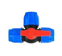 T-Shaped Three-Way Plastic Ball Valve - Durable PE Quick Connect Pipe Connector(Blue,25mm)