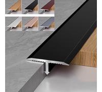 T-Shaped Transition Strip 3/4 Inch Aluminum Floor Separator for Door Thresholds Low-Noise Bridging Strip 36 Inch Black Floor Joint Cover