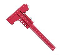 T Shaped Woodworking Scriber with Sliding Ruler for Precise Line Marking and Measurement in Carpentry (red)