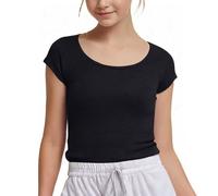 T Shirt 140 Short Sleeve Shirt Girls Summer Tops Square Neck Slim Fit Tops Basic Tee T Shirt Palettes Girls, black, 12-13 Years