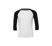T-shirt 3/4 sleeve Bella + Canvas Baseball Blanc M