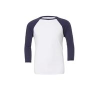T-shirt 3/4 sleeve Bella + Canvas Baseball Blanc XS
