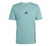 adidas Men's Essential Three Stripes Single Jersey TEE, Powder Teal/Black, XXL