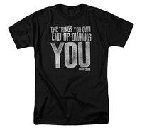 T Shirt Adult Fight Club Movie Owning You Short Sleeve Funny Retirement Mens Tee Gifts Black 3XL
