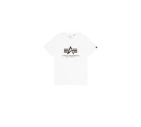 Alpha Industries Basic Big Logo Effect Print T-Shirt for Men Size M - white