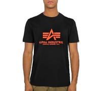 Alpha Industries Basic Neon Print T-Shirt for Men, Black Orange, S