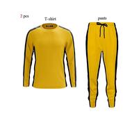 (T-shirt and pants, S) Bruce Lee T-shirt Pants Adults Yellow Wushu Uniforms Kung Fu Set Wu Shu Chinese Costume Clothes For Men Martial Arts Sets