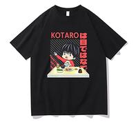 T-shirt Anime Kotaro Lives Alone T-shirt Short Sleeves Cotton Summer T Shirts Men Women Casual Loose T-shirt Short Sleeves Tops-Black||XXL