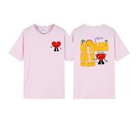T-shirt Bad Bunny Double Sided Printed Short Sleeve T-shirt Men's Women's Hip-hop Neutral Adult T-shirt Short Sleeves Tops Boys Girls-Pink||L