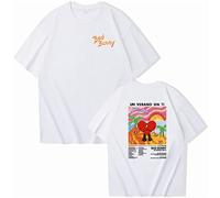 T-Shirt Bad Bunny Printed Cotton Short Sleeves T-Shirt Men Women Casual Loose Neutral T-shirts Short Sleeves Tops Boys Girls-White||M