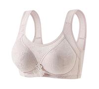 t Shirt Bra Womens Wireless Bralette Light Support Sports Bra Thin Comfortable Breathable Vest with V Neck Adjustable Buckle Large Size Non-Padded Pink 44