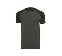 Build Your Brand T-Shirt - Men's Raglan Contrast Tee - Charcoal (Heather)/Black - Small