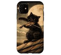 T Shirt Cat Playing Violin Under the Moonlight Vintage lover Case for iPhone 11