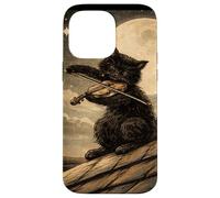 T Shirt Cat Playing Violin Under the Moonlight Vintage lover Case for iPhone 14 Pro Max
