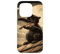 T Shirt Cat Playing Violin Under the Moonlight Vintage lover Case for iPhone 15 Pro