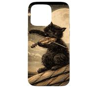 T Shirt Cat Playing Violin Under the Moonlight Vintage lover Case for iPhone 15 Pro Max