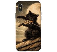T Shirt Cat Playing Violin Under the Moonlight Vintage lover Case for iPhone X/XS