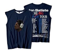 T-Shirt Children's Round Neck Cotton Vintage Short Sleeved Street Trend Harajuku Tops Singer Jon Batiste 2D Print T-Shirt Men and Women's Hip-hop Style Short Sleeved-Navy Blue||m