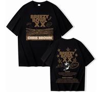 T-Shirt Chris Brown Breezy Bowl XX Tour T-Shirt Harajuku O-Neck Casual Shirt Fans Gift Fashion Casual Plus Size Top XS-3XL-Black||m
