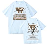 T-Shirt Chris Brown Breezy Bowl XX Tour T-Shirt Harajuku O-Neck Casual Shirt Fans Gift Fashion Casual Plus Size Top XS-3XL-blue||m