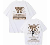 T-Shirt Chris Brown Breezy Bowl XX Tour T-Shirt Harajuku O-Neck Casual Shirt Fans Gift Fashion Casual Plus Size Top XS-3XL-White||l